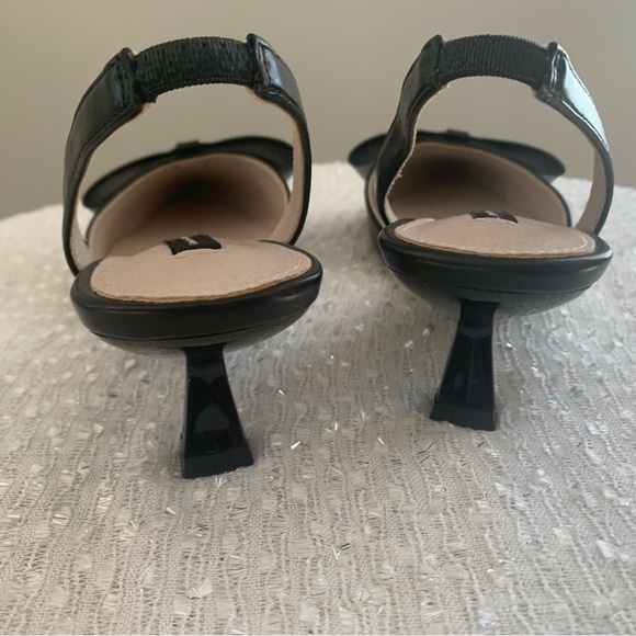 French Connection Black Bow Slingback Kitten Heels - Picture 2 of 5